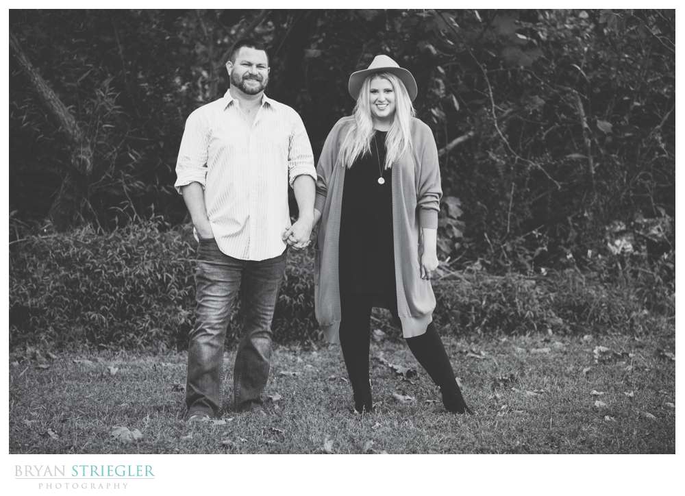 black and white engagement photo